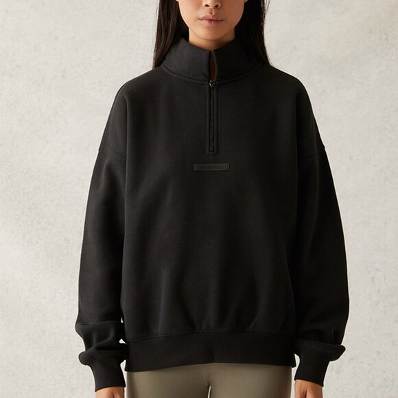 Unisex Fear of God Essentials Black Mock Neck Half-Zip Sweatshirt - Picture 4 of 6